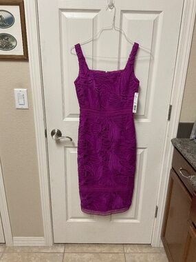 NWT Antonio Melani size 2 dress.  Beautiful heavy crochet type lace.  Fuschia.